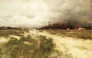 unknow artist Coast Landscape, Dunes and Windmill painting